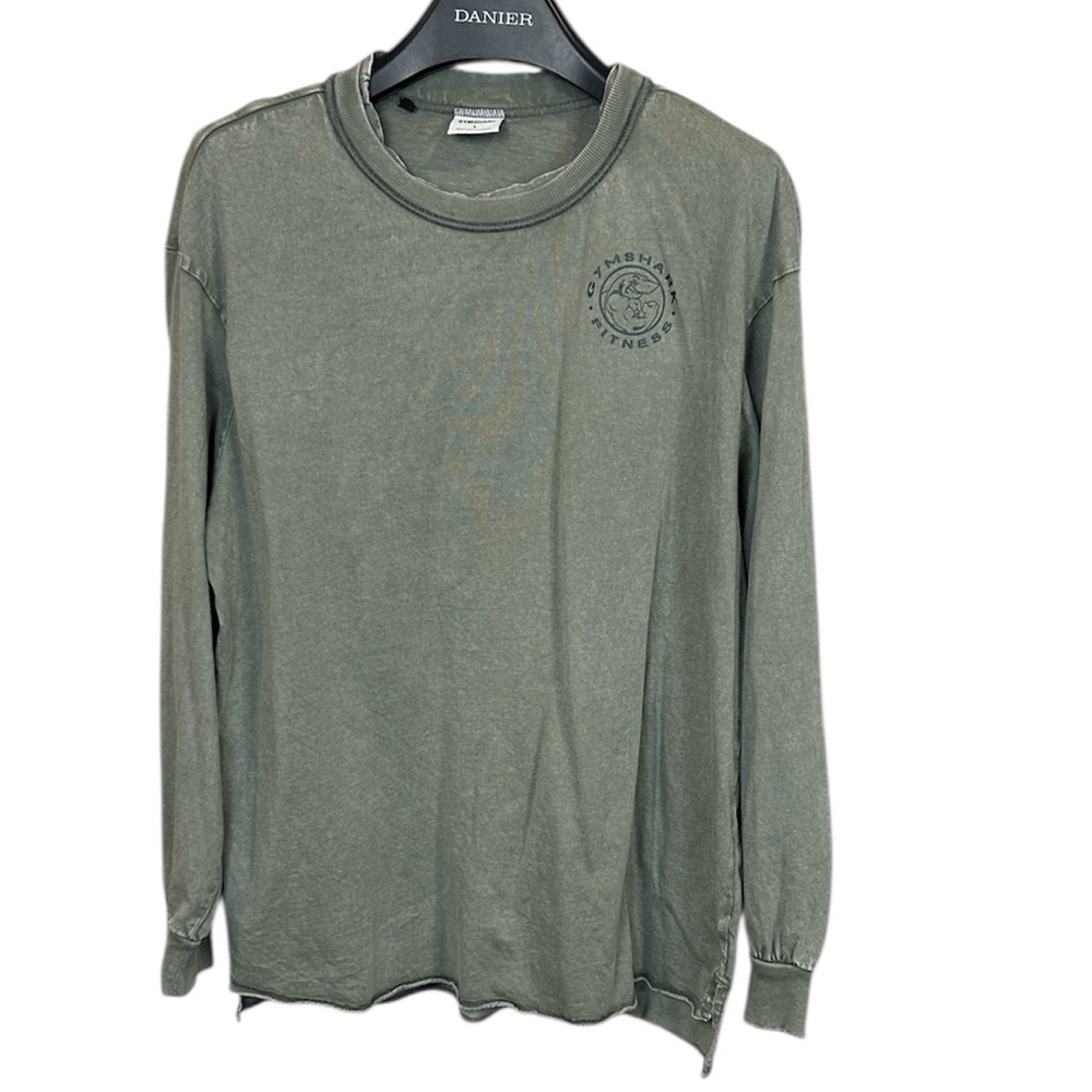 Gymshark Legacy Washed Graphic Long Sleeve Tee Green Men’s Large